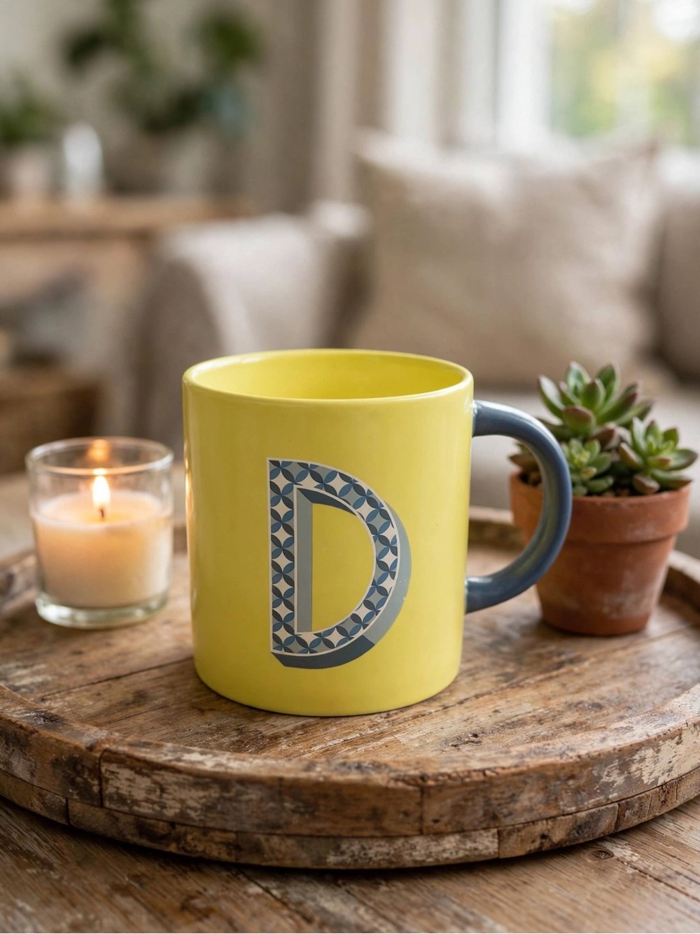 Indigo Monogram “D” Mug